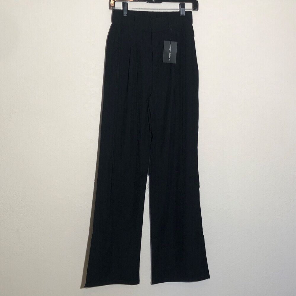 Daisy‎ Grace Pants Womens XS Black High Rise Straight Leg Casual Full Trouser
